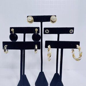 Vintage Lot of 5 Gold Tone Pierced Earrings (5622)